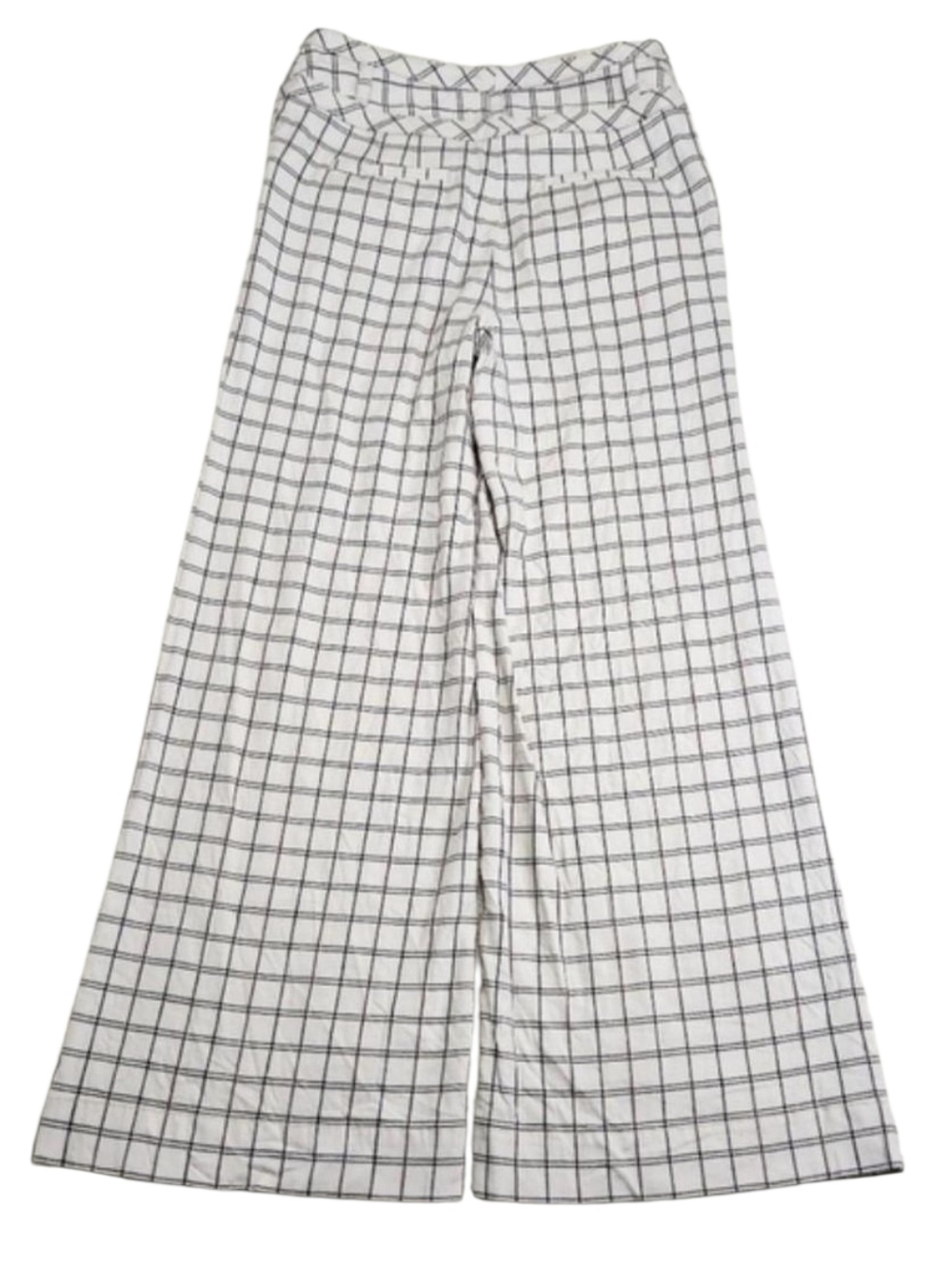 ANTHROPOLOGIE Ivory & Black Window Pane Plaid Wide Leg High Waist Trousers Sz 6 - Picture 3 of 10
